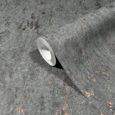   Antracit alapon bronz színű beton hatású modern foltos vinyl tapéta