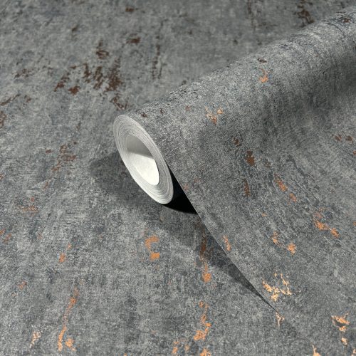 Antracit alapon bronz színű beton hatású modern foltos vinyl tapéta