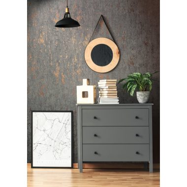   Antracit alapon bronz színű beton hatású modern foltos vinyl tapéta