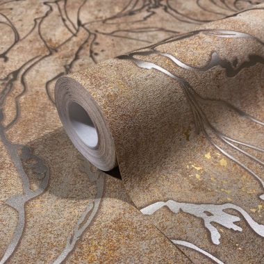   Absztrakt mintás fémes barna, arany, bronz erezetes modern antikolt vinyl tapéta