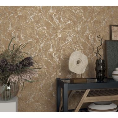   Absztrakt mintás fémes barna, arany, bronz erezetes modern antikolt vinyl tapéta