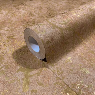   Barokk mintás romantikus indás vintage fémes terrakotta alapn arany vinyl dekor tapéta