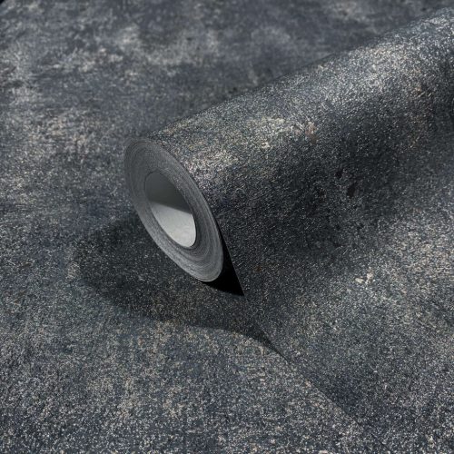 Antracit alapon ezüst foltos antikolt fémes betonos hatású vinyl tapéta