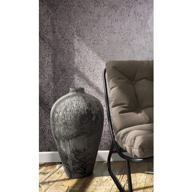   Barokk mintás romantikus indás vintage fémes szürkésbarna alapon rosegold vinyl dekor tapéta