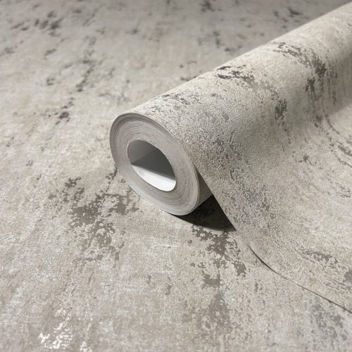 Grézs színű ezüst foltos beton hatású modern foltos vinyl tapéta