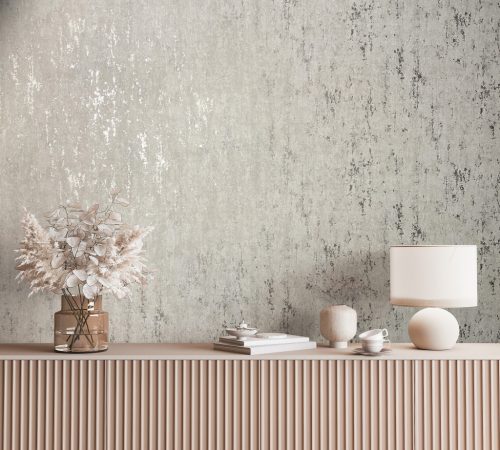 Grézs színű ezüst foltos beton hatású modern foltos vinyl tapéta