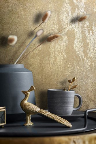 Arany színű fémes, enyhén antikolt modern vinyl tapéta