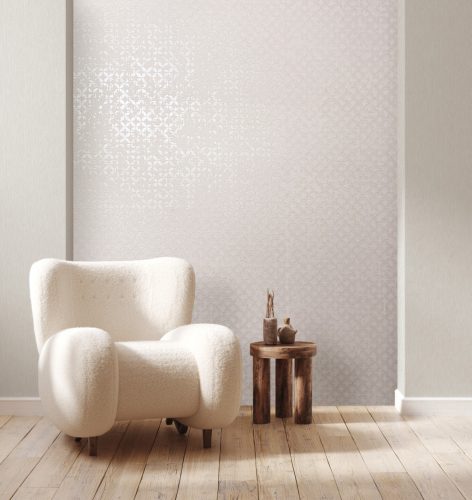 Elegáns szövet alapon apró koptatott mintás dekor vinyl tapéta grézs színben