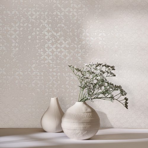 Elegáns szövet alapon apró koptatott mintás dekor vinyl tapéta grézs színben