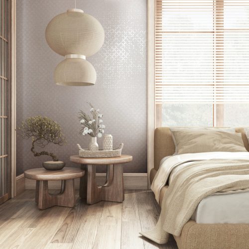 Elegáns szövet alapon apró koptatott mintás dekor vinyl tapéta grézs színben