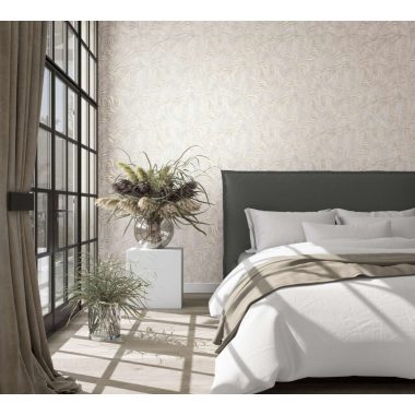   Leveles indás fémes bézs alapon pezsgő modern vinyl dekor tapéta