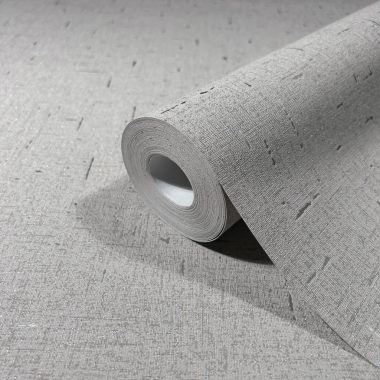   Szürke alapon fémes becsillanásos lenvászon hatású szövet struktúrájú vinyl tapéta