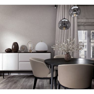   Szürke alapon fémes becsillanásos lenvászon hatású szövet struktúrájú vinyl tapéta