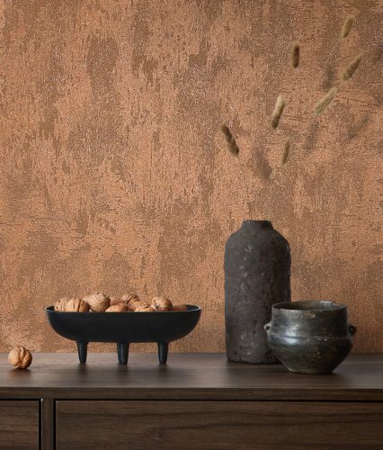 Bronz színű fémes, enyhén antikolt modern vinyl tapéta