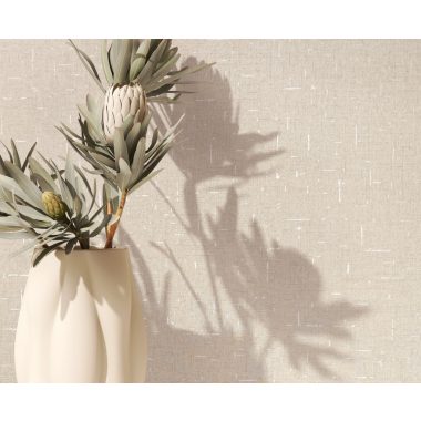   Bézs/Grézs alapon fémes becsillanásos lenvászon hatású szövet struktúrájú vinyl tapéta