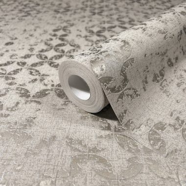   Elegáns szövet alapon apró koptatott mintás dekor vinyl tapéta szürke-ezüst színben