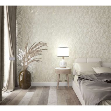   Absztrakt mintás fémes bézs alapon pezsgő erezetes modern antikolt vinyl tapéta