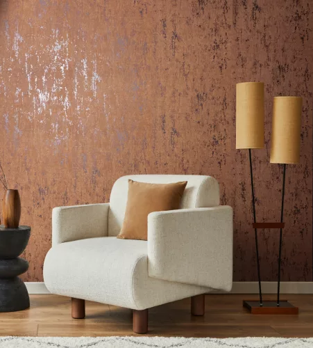 Rozsda színű beton hatású modern fémes foltos vinyl tapéta