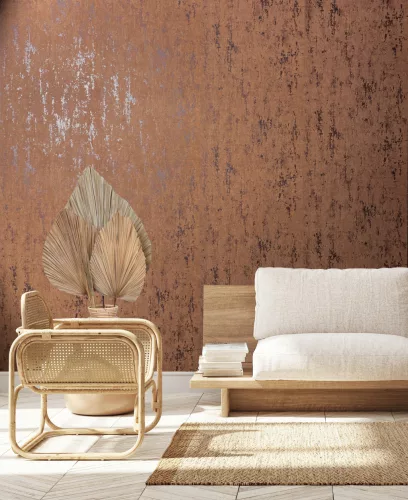 Rozsda színű beton hatású modern fémes foltos vinyl tapéta