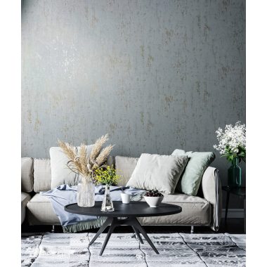   Vilgoskék alapon pezsgő színű beton hatású modern foltos vinyl tapéta