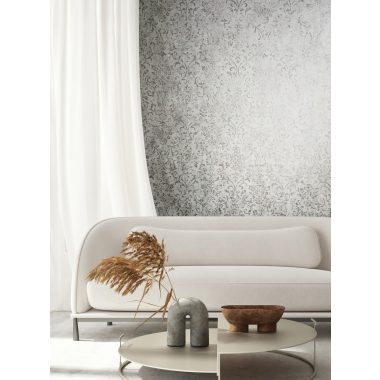   Barokk mintás romantikus indás vintage fémes szürke  alapon pezsgő ezüst vinyl dekor tapéta