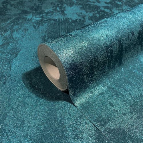 Türkiz kék antikolt, foltos, fémes hatású vinyl dekor tapéta