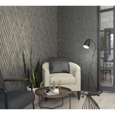   3D hullám mintás fémes antracit ezüst modern vinyl dekor tapéta