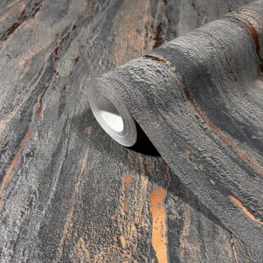   Fekete és arany színű márvány jellegű csíkos mintás natur vinyl tapéta