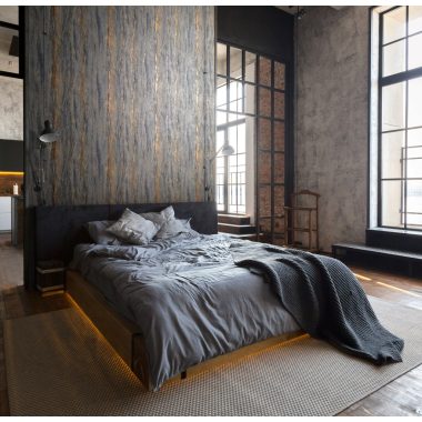   Fekete és arany színű márvány jellegű csíkos mintás natur vinyl tapéta