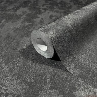 Fekete, fémes, enyhén antikolt modern vinyl tapéta