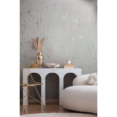   SZürke alapon ezüst színű beton hatású modern foltos vinyl tapéta