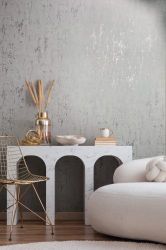 SZürke alapon ezüst színű beton hatású modern foltos vinyl tapéta