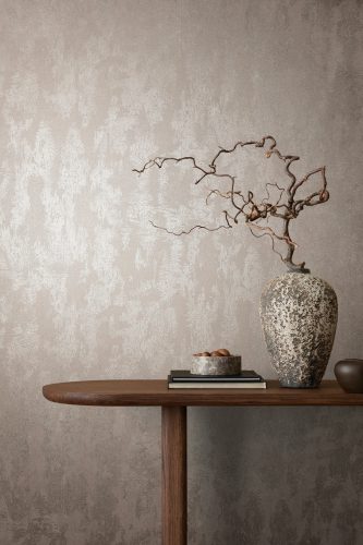 Lilás szürke színű fémes, enyhén antikolt modern vinyl tapéta