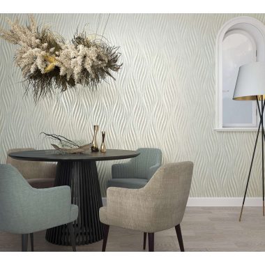   3D hullám mintás fémes halványzöld gyöngyház modern vinyl dekor tapéta