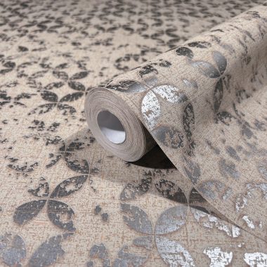   Elegáns szövet alapon apró koptatott mintás dekor vinyl tapéta terrakotta színben ezüsttel, arannyal