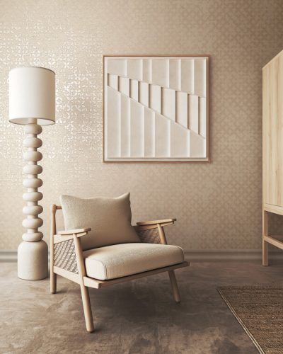 Elegáns szövet alapon apró koptatott mintás dekor vinyl tapéta bész színben