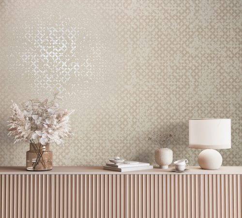 Elegáns szövet alapon apró koptatott mintás dekor vinyl tapéta bész színben