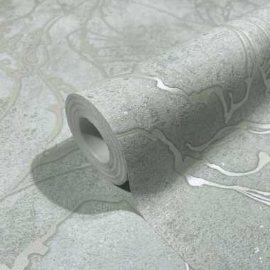   Absztrakt mintás fémes halványzöld erezetes modern antikolt vinyl tapéta