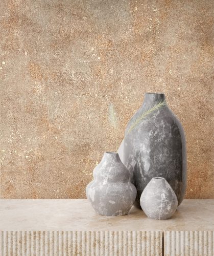 Rozsda, bronz és arany foltos antikolt fémes betonos hatású vinyl tapéta