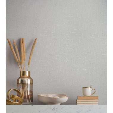   Halvány szürke alapon gyöngyházas becsillanásos lenvászon hatású szövet struktúrájú vinyl tapéta