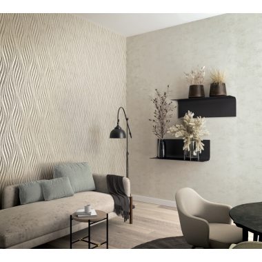   3D hullám mintás fémesbézs pezsgő modern vinyl dekor tapéta