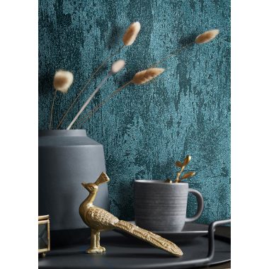   Türkiz kék színű fémes, enyhén antikolt modern vinyl tapéta