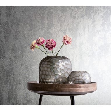 Ezüst színű fémes, enyhén antikolt modern vinyl tapéta