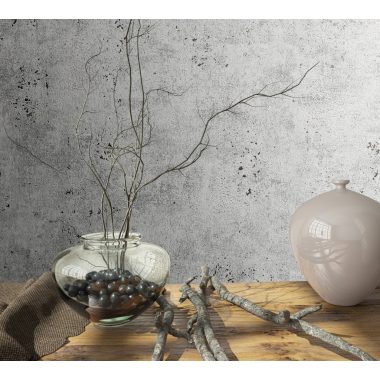   Világos szürke alapon ezüst foltos antikolt fémes betonos hatású vinyl tapéta
