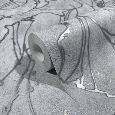   Absztrakt mintás fémes szürke, ezüst erezetes modern antikolt vinyl tapéta