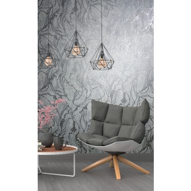   Absztrakt mintás fémes szürke, ezüst erezetes modern antikolt vinyl tapéta