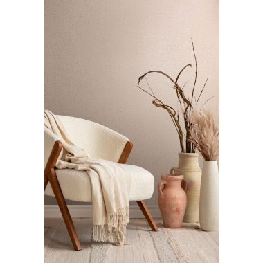   Világos terrakotta alapon fémes - arany becsillanásos lenvászon hatású szövet struktúrájú vinyl tapéta