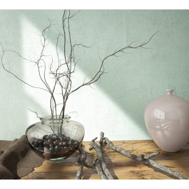   Halványkék, szinte fehér foltos antikolt enyhén ezüstös fémes betonos hatású vinyl tapéta