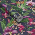 Orchidea virágos színes impozáns tapéta fekete alapszínnel