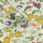 Maracuja gyümölcsös, sűrű mintás, különleges tapéta világos alapszínnel